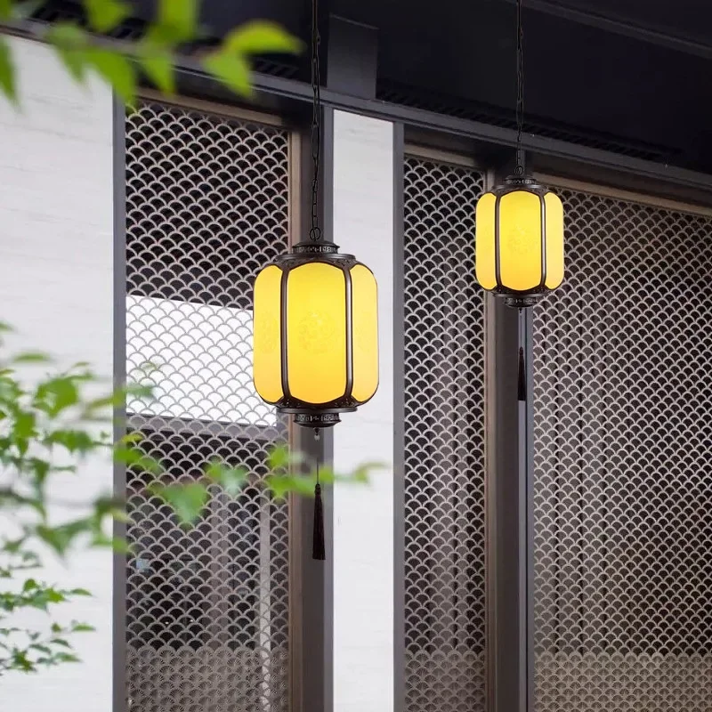 Chinese outdoor waterproof antique pumpkin chandelier, courtyard gallery frame, palace pavilion, aisle, promenade gate, balcony
