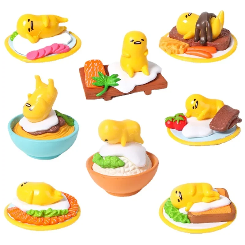 Anime Gudetamas jaune roi oeufs paresseux Gashapon jouet figurines miniatures poupée mignonne modèle Collection ornements enfants cadeau d'anniversaire