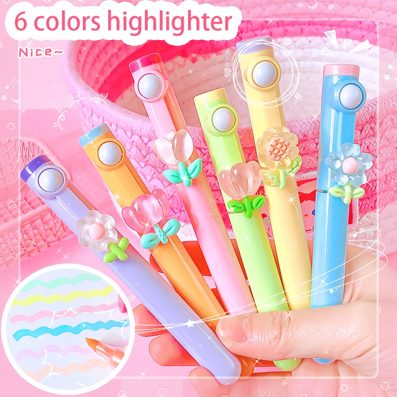 

Aesthetic kawaii stationery supplies drawing pens fice supplies back to school Color markers highlighters pen set light color