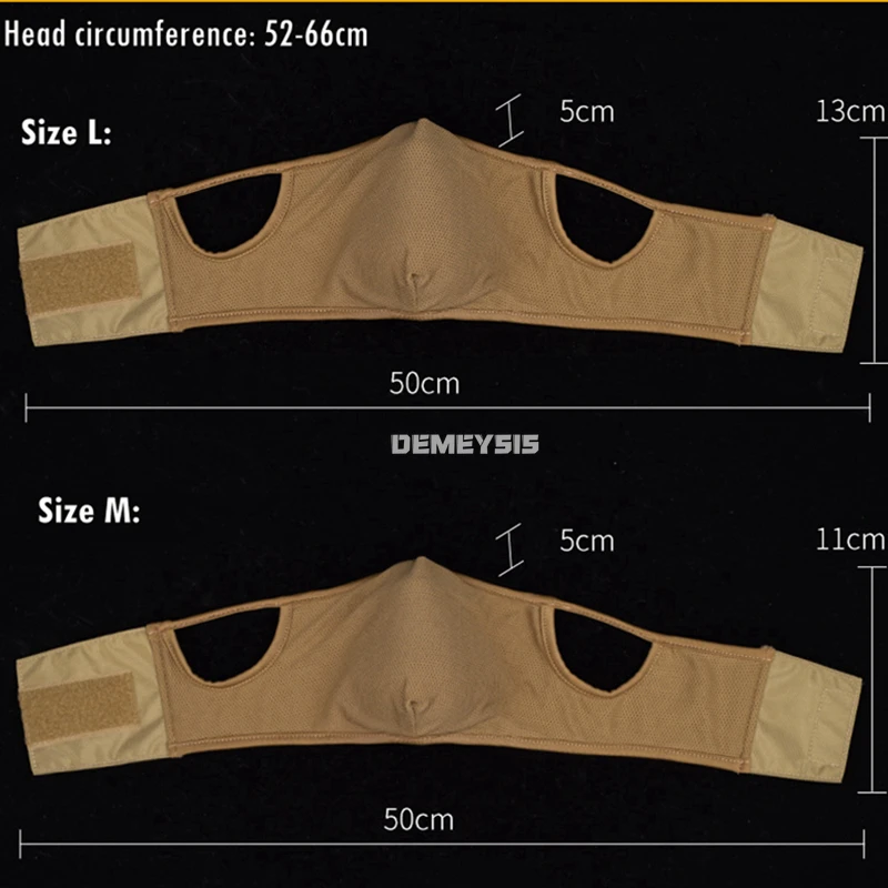 Tactical Half Face Mask  with Silicone Balaclava Breathable Ear Protection Hunting Cycling Dustproof Face Mask - M / L Size