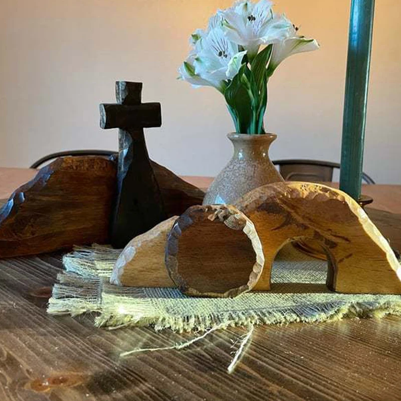 Cross Easter Decorations Home Figurine Ornament Tomb Easter For Holiday Table Decor