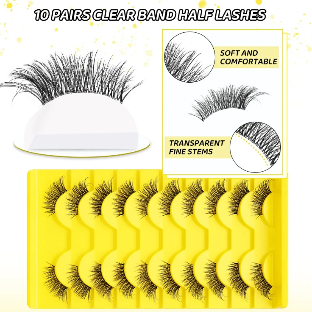 10 Paar mit Gelee-Klebestreifen, halb gefälschte Wimpern, Anime, Cosplay, mehrere Stile, flauschige Wimpern, DIY, handgefertigt