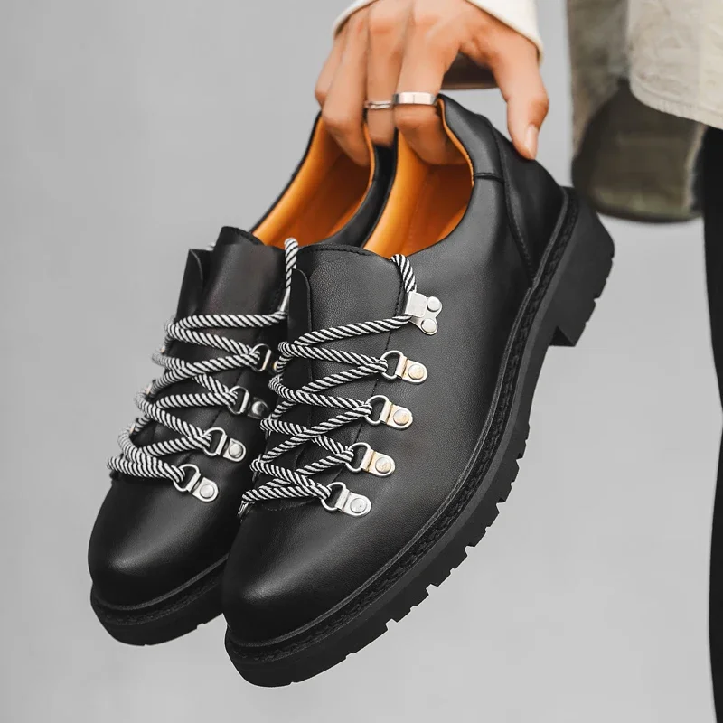 

Premium Casual Luxury Brand Suede Shoes High Quality Low Heel Platform Shoes Leather Shoes Men Casual Lace Up Loafers Leather 46