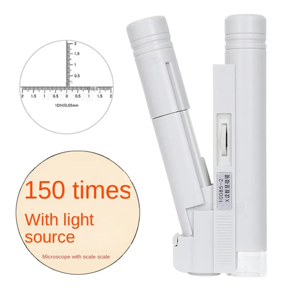 20pcs 150 Times Double Tube Graduated Measuring Microscope Led Lamp Magnifying Glass Antique Identification Paper Products