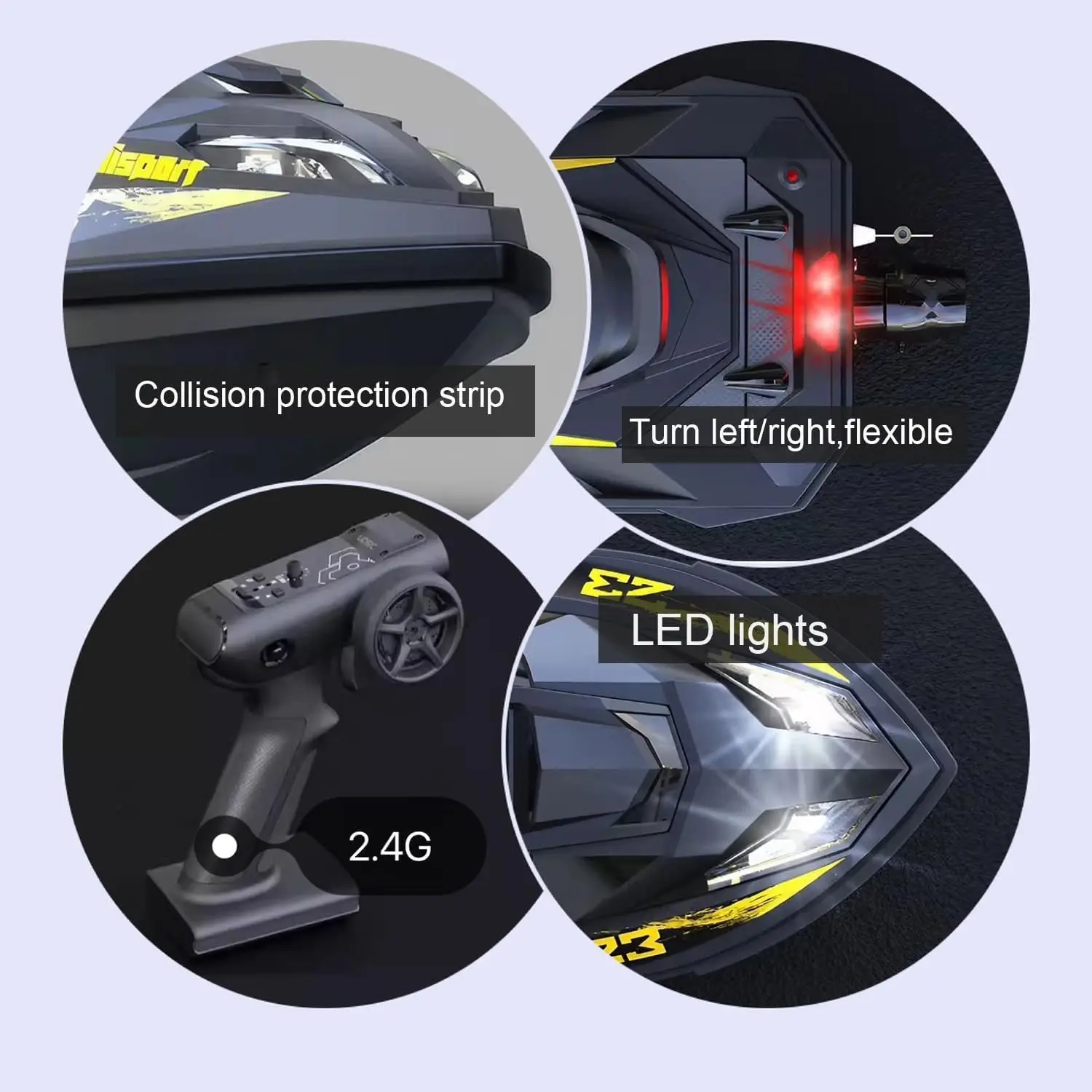 33CM RC Jet Kayak with a Speed of 20 kilometers per Hour, Equipped with 7.4V 2000mAh 14+Front and Rear Lights, Suitable for Lake