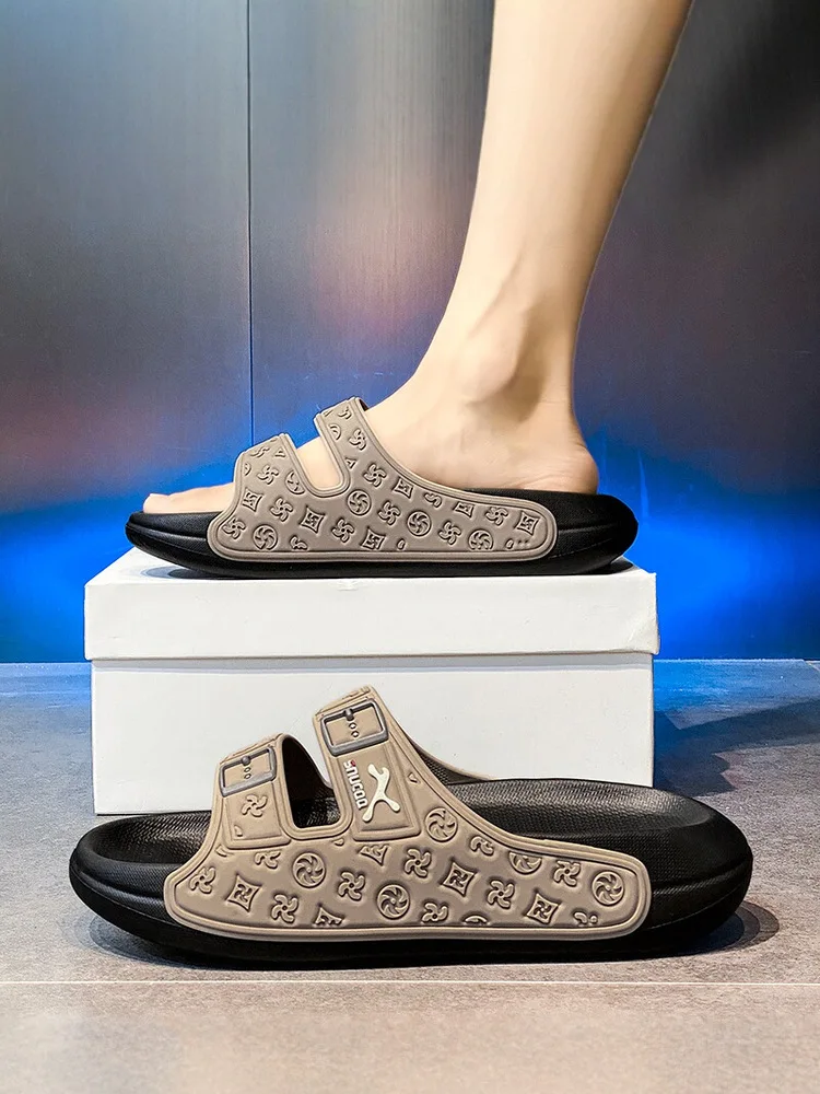 Unisex Summer Outdoor Beach Anti-Slip Wear-Resistant Soft Bottom Sandals Slippers Lightweight Thick Heel EVA Material