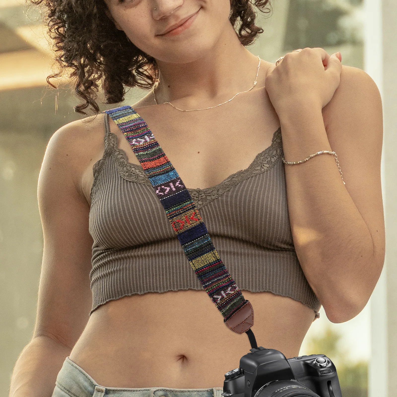 

Canvas Camera Neck Shoulder Strap Quick Release Adjustable for Wide Brown Retro Style Outdoor Photography Use