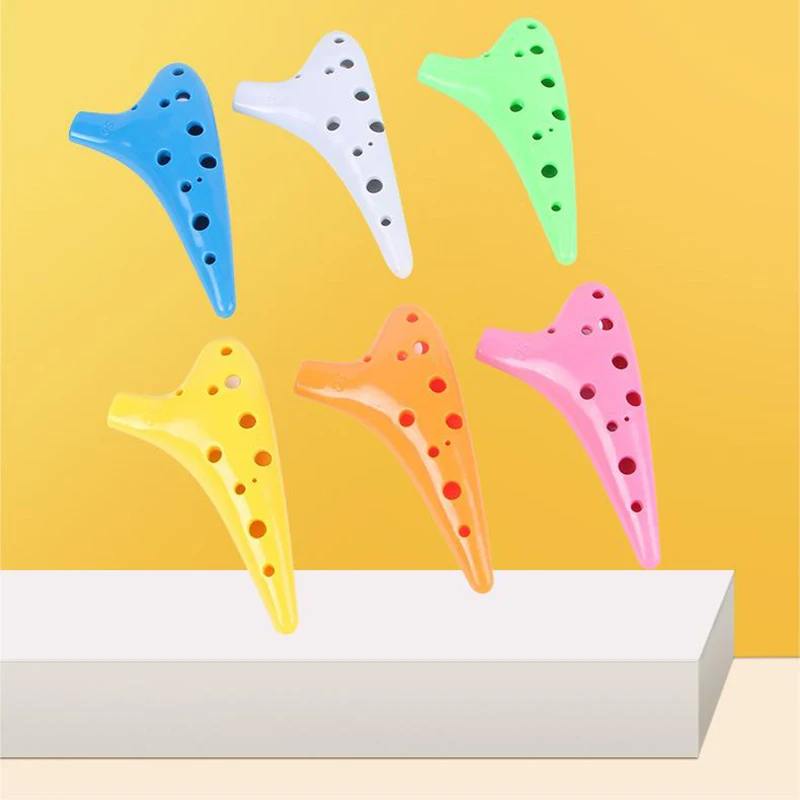 1PC Ocarina Unmarked Ceramic Flute With 12 Holes Ocarina Resin Plastic Alto C Tuning Ocarina New 12-hole Multicolor Flute