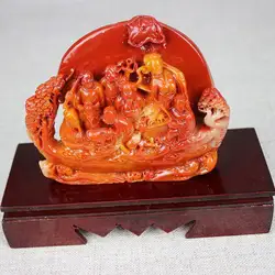 Jade original stone Fujian Shoushan stone carving Furong stone Eight Immortals crossing the sea landscape ornaments living room