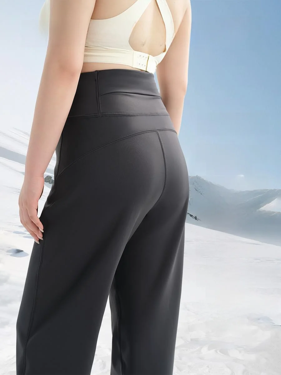 Grande taille Fce doublé jambe droite pantalons de Yoga femmes grand automne hiver sport ample décontracté arche pantalon taille haute
