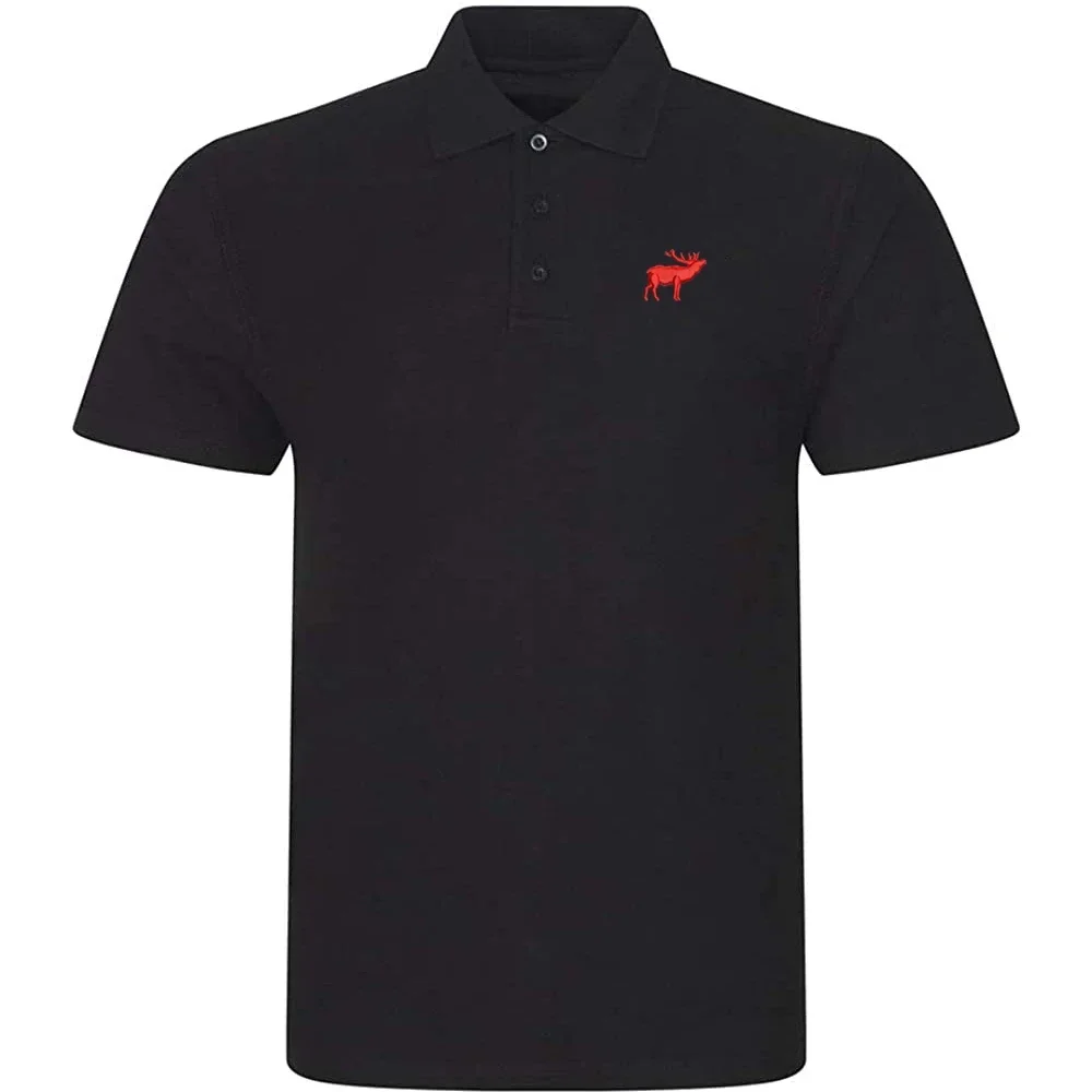 

Lyprerazy Men's Casual Polo Shirt Solid Elk Embroidered Short Sleeve Golf Polo-Shirt