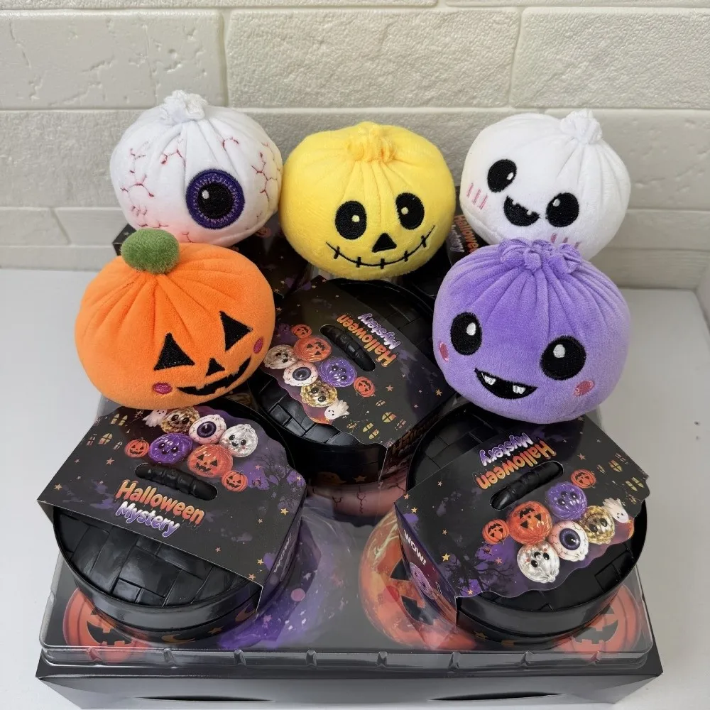 New Halloween Dumpling Squeeze Toys Pumpkin with Tray Doll Sensory Toy Cartoon Soft Pinching Stress Relief
