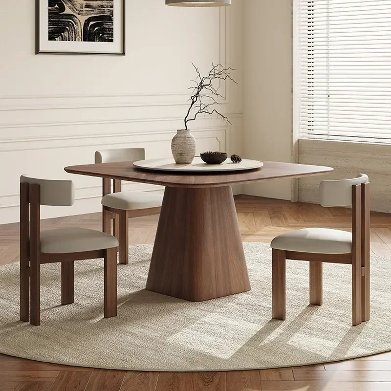 Medieval Black Walnut Dining Table Solid Wood Square Retro Style for Small Apartment Home Restaurant Simple Furniture