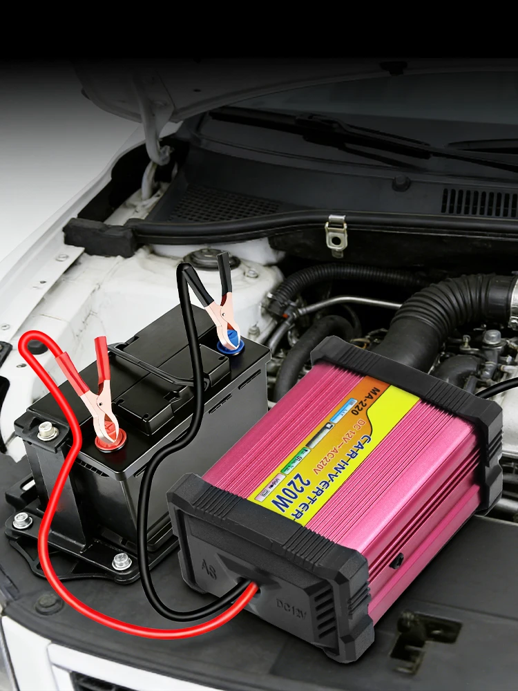 Auto-Stromwechselrichter USB-Spannungswandler Multifunktionaler Stromwechselrichter 220W Batteriekonverter Tragbar mit Mehrfachschutz