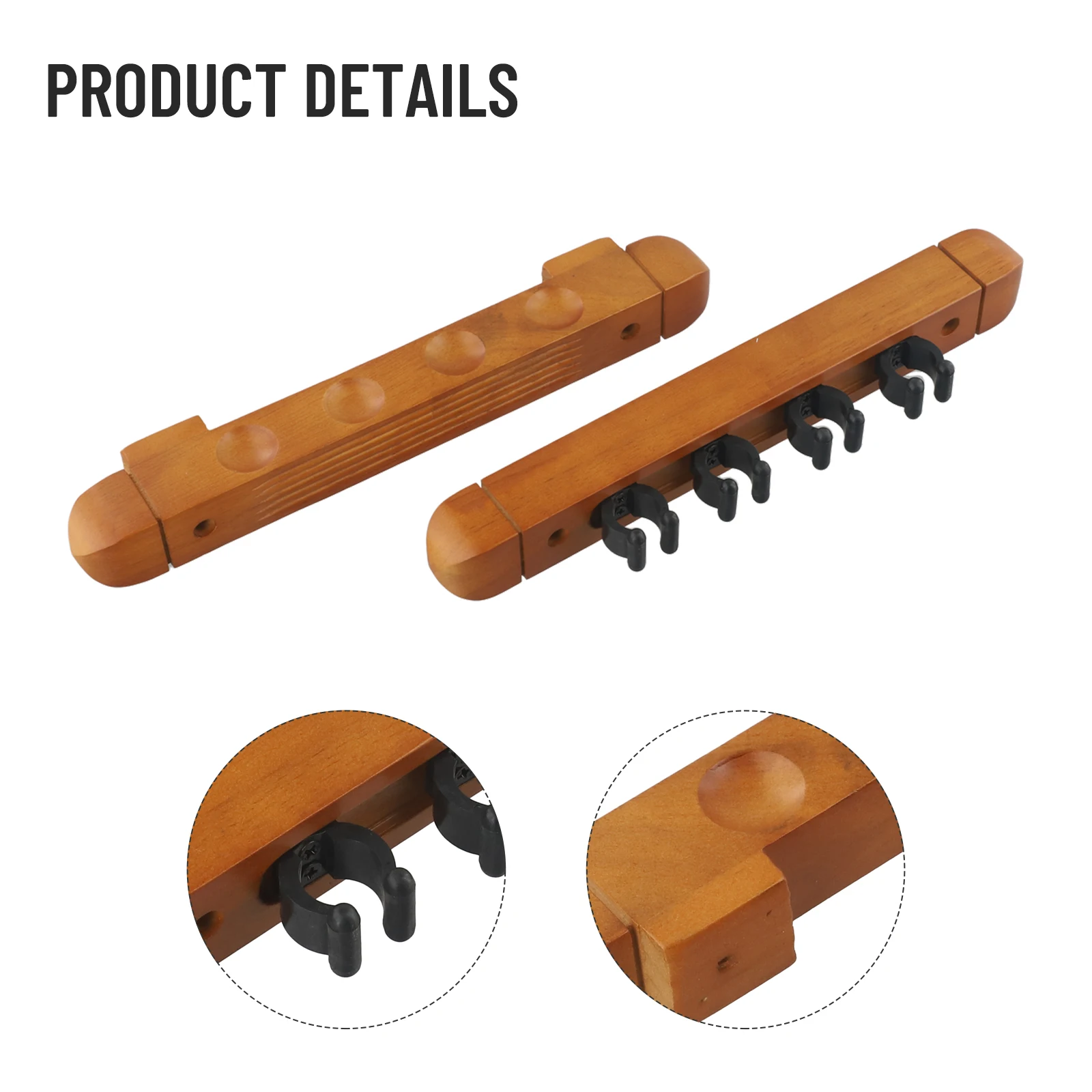 Pool Snooker Cue Wall Rack with 4 Slots Made from Wood for Organizing and Accommodating Towels Gloves Chalk Holders