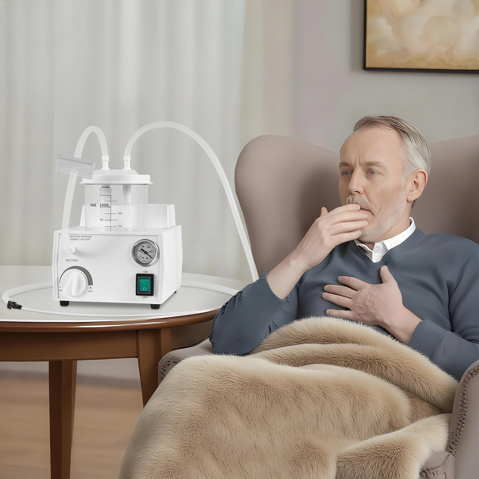 Bomba de succión, bomba de succión de esputo transparente de mano, bomba de succión Manual portátil con tubo desechable, succión profesional