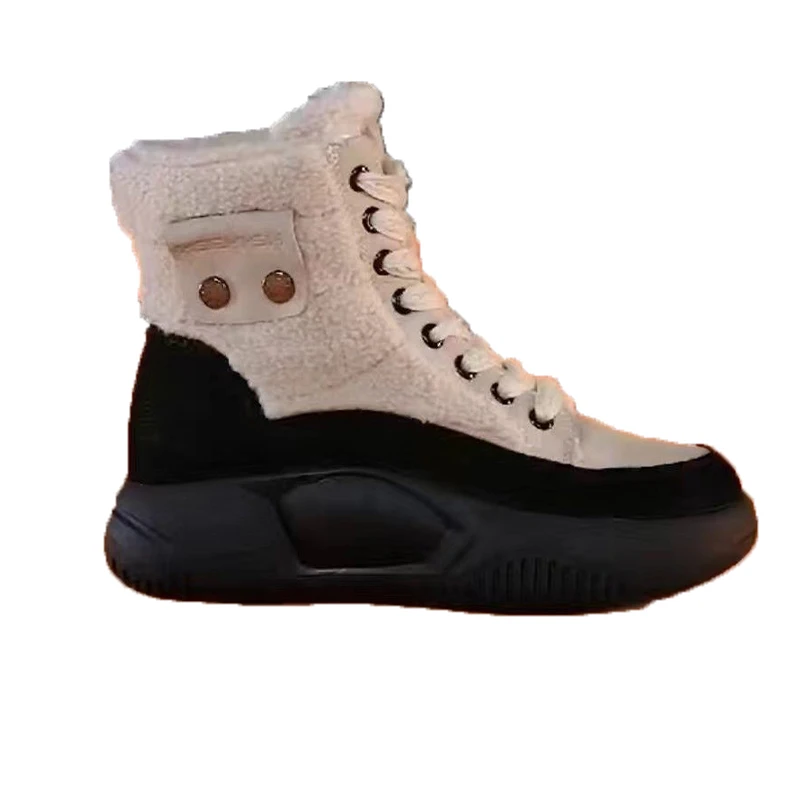 Platformowe damskie sportowe botki mieszkania futrzane buty zimowe 2024 Trend Casual ciepłe buty na śnieg markowe trampki Mujer Botas