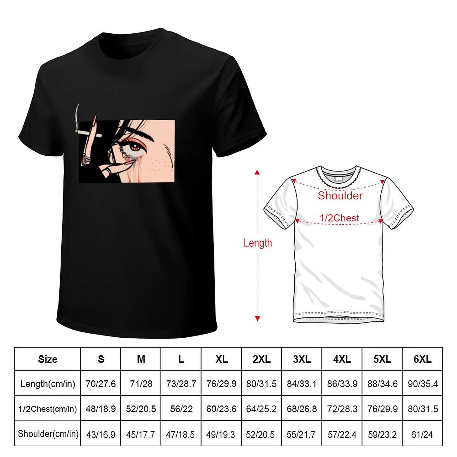 Crying Girl With Cigarette T-Shirt Lightweight Running Sports T-Shirt