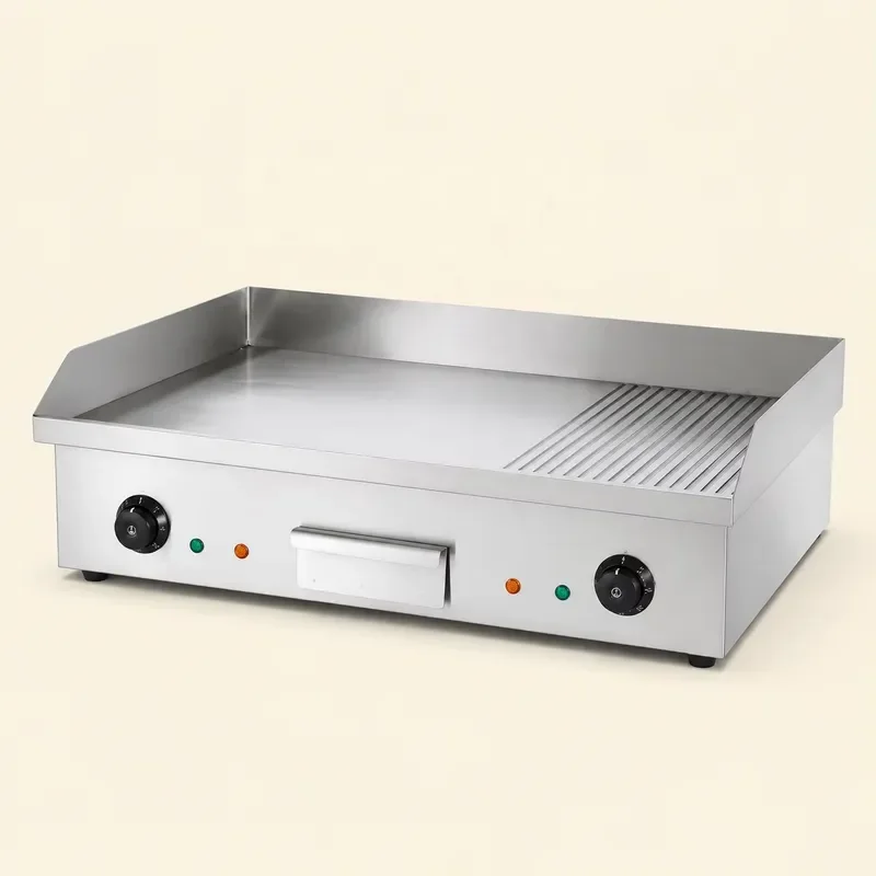 Commercial Electric Griddle 2 3 Flat 1 3 Grooved Plate Heavy Duty Stainless Steel Grill for Restaurant Kitchen Professional