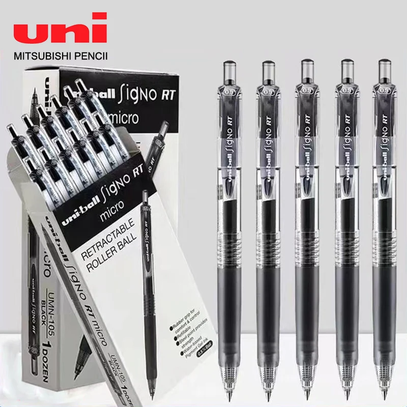 

12/pcs Japanese UNI Gel Pen Press Type 0.5 Black Water Pen 0.38 Exam Dedicated UMN-105/138 Office Signature Pen Set Stationery