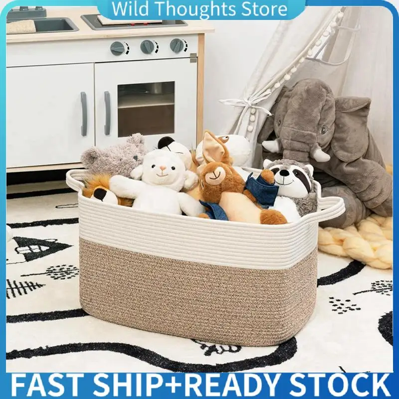 

Cotton Rope Woven Dirty Clothes Basket Large Capacity Storage Basket Toy Blanket Storage Basket Dirty Clothes Basket-[Qahk]
