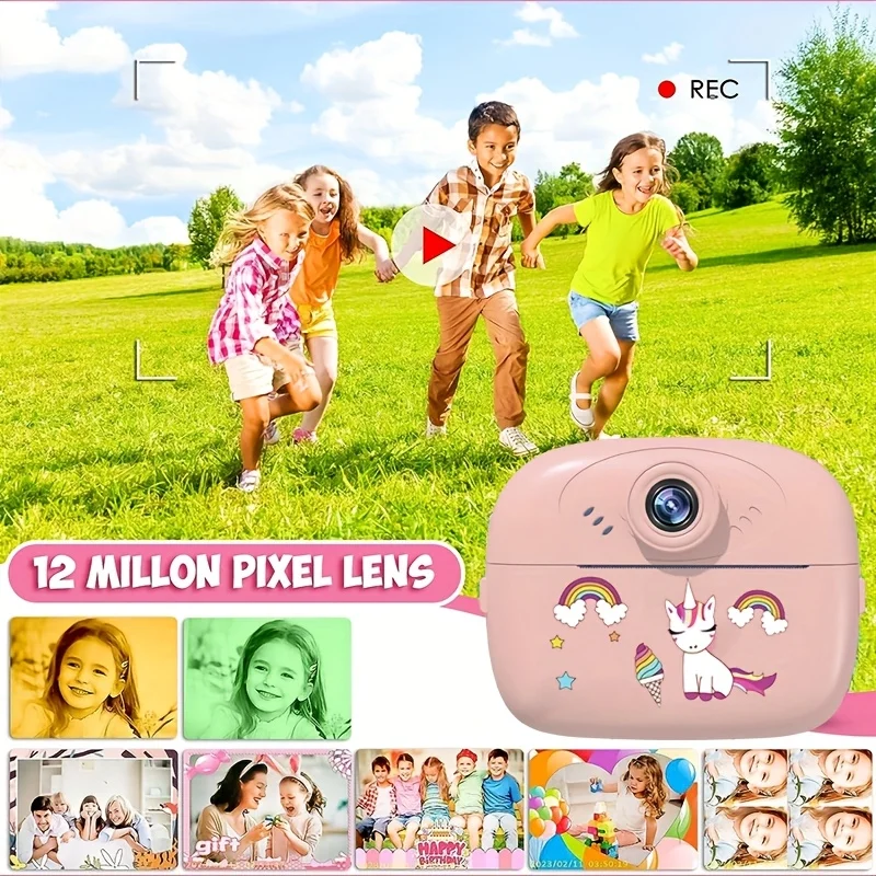 Mini thermische printcamera voor kinderen, direct printen van foto's, ondersteuning voor video-opnames, geschikt als Halloween-cadeau voor kinderen