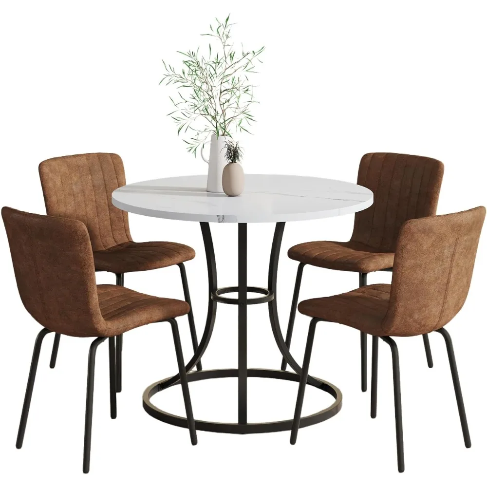 

Набор круглых обеденных столов «33 дюйма» на 4 — кухонный/кафейный стол с 4 стульями, компактный для небольших помещений.