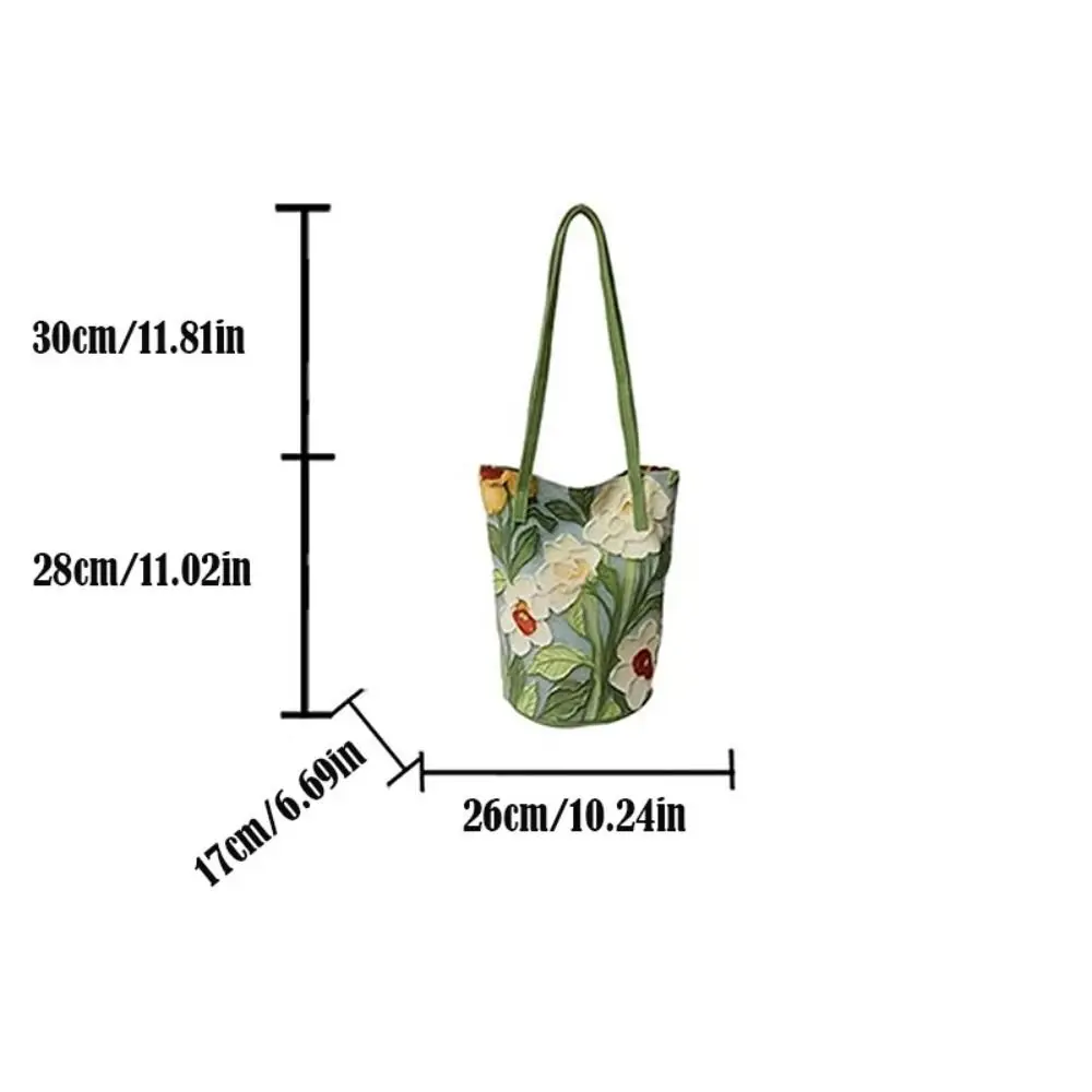 Material de lona padrão floral balde saco estilo versátil crossbody grande capacidade bolsa ombro design floral na moda