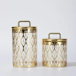 Gold-plated Acryl Bottle with Lid Grain Moisture-proof Storage Box Dry Goods Storage Jar Kitchen Utensils Household Sealed Jar