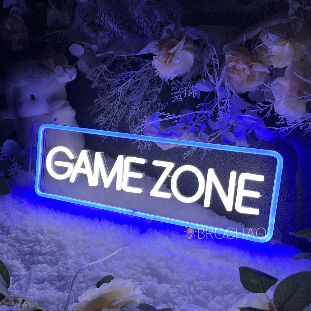 Game Zone Led Neon Sign Lights USB Gaming Room Decor Bedroom Wall Neon LED Sign Lamps Home Decor Bar Party Birthday Gifts