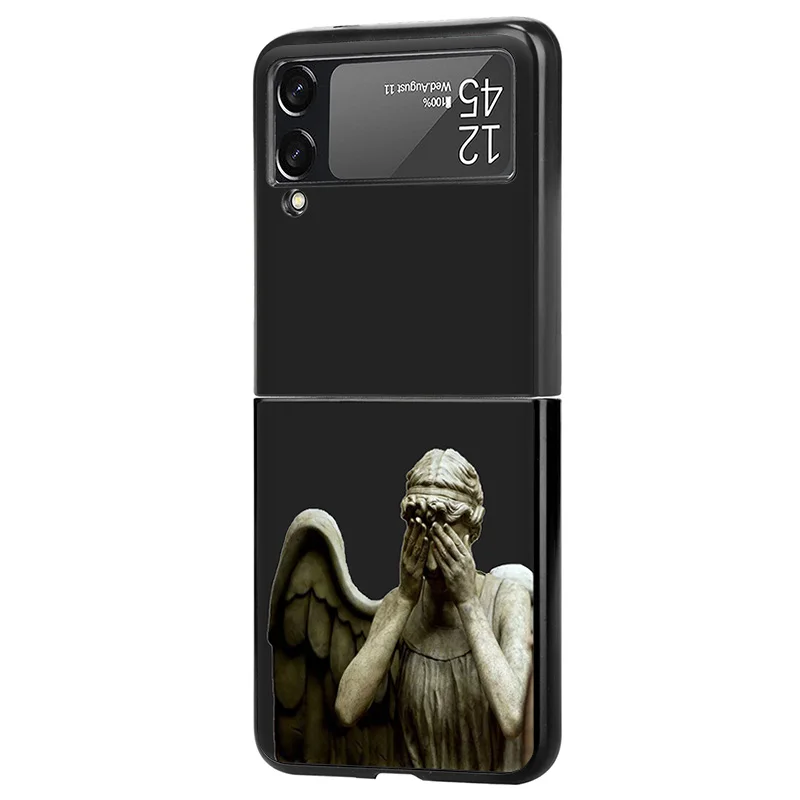 Hard Cases for Samsung Z Flip6 Flip5 Flip4 Flip3 Angel Baby Girl Wing Galaxy ZFlip 6 5 4 5G High Quality Black Phone Case Cover