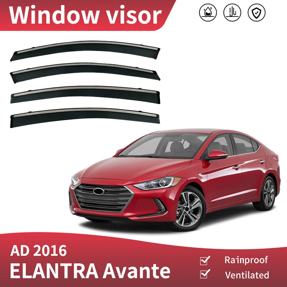 

Хромированные полоски, защита от дождя для HYUNDAI Elantra Avante AD 2015-2020, оконный козырек, ветровые дефлекторы, дверной козырек, вентиляционные шторы