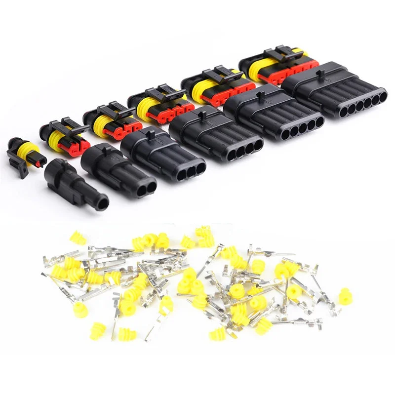 5Pcs/Set 1/2/3/4/5/6 pin Waterproof Electrical Automotive Connector HID Plug Socket Male And Female Connector For Car Motorcycle