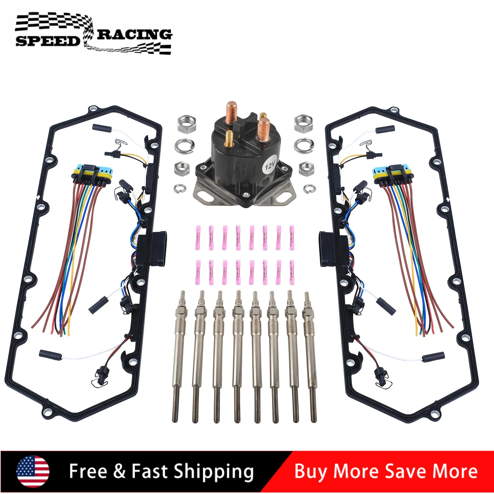 

Diesel Glow Plugs Gasket & 8 Glow Plugs+Relay For 1998-2003 Ford 7.3L Powerstroke