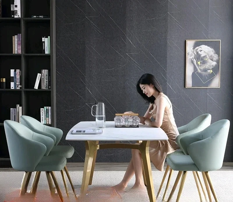 

Итальянский импортный обеденный стол из каменной плиты. Современный простой бытовой роскошный обеденный стол из скандинавского мрамора.