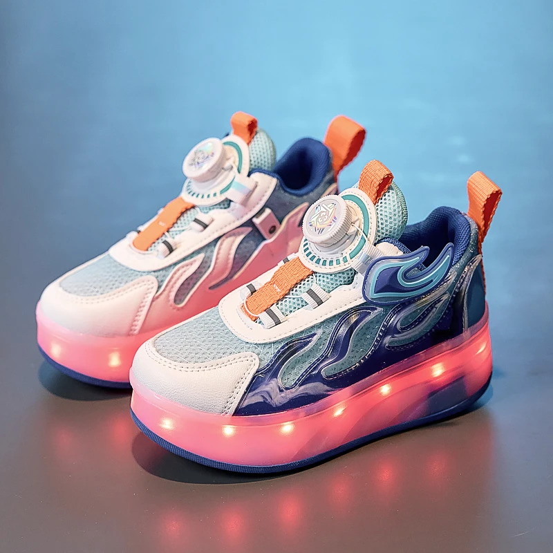 

Детские спортивные кроссовки с вращающейся кнопкой, новинка 2026 года, легкие дышащие коньки для детей и школьников, коньки «Flame»