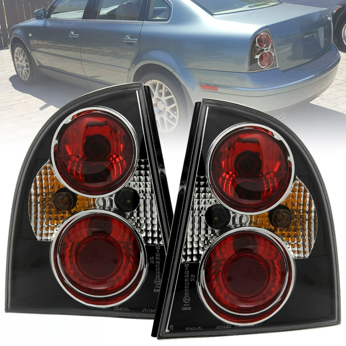 Black Tail Lights Fits 2001-2005 Volkswagen Passat 4Dr Brake Lamp Pair L+R 01-05