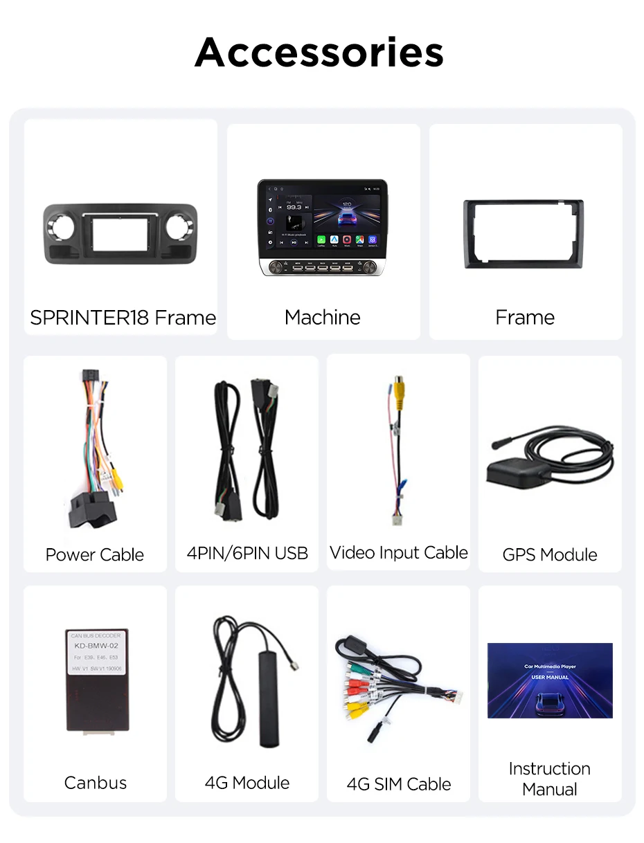 Junsun 10,1" Autoradio für Mercedes-Benz Sprinter 2018 2019-2022, kabelloses CarPlay, Android Auto, intelligente Systeme, IPS-Touchscreen mit physischen Tasten, DSP, GPS-Navigation, WiFi, DAB+, RDS, FM/RAM, BT, SWC, Plug-and-Play, 2DIN-Multimedia-Player – Detail 25