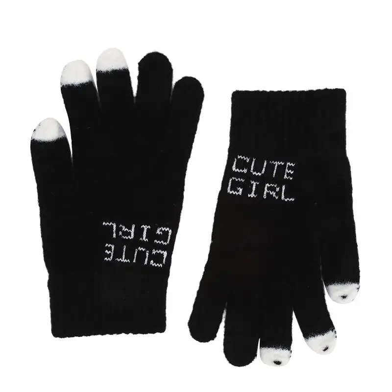 النساء الرجال الشتاء محبوك قفازات كاملة الأصابع للجنسين الصلبة قفازات شاشة لمس في الهواء الطلق الدافئة الدراجات القيادة القفازات الشتاء الدفء