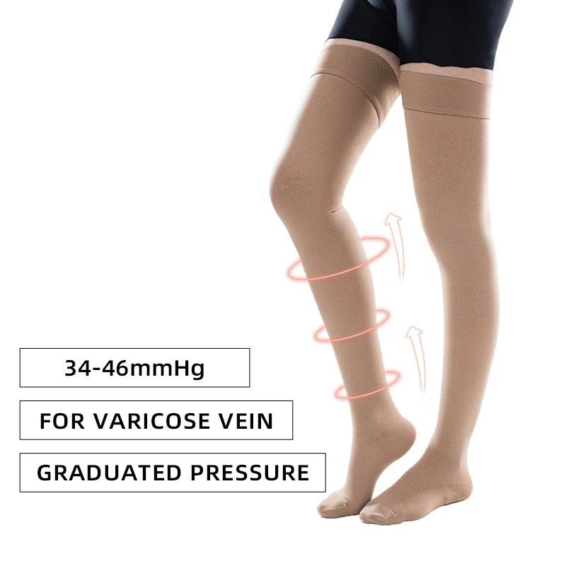 Legbeauty 34-46mmHg Thigh High Woman Varicose Vein Compression Sock Closed Toe Elastic Nursing Medical Pressure Grade 3 Stocking