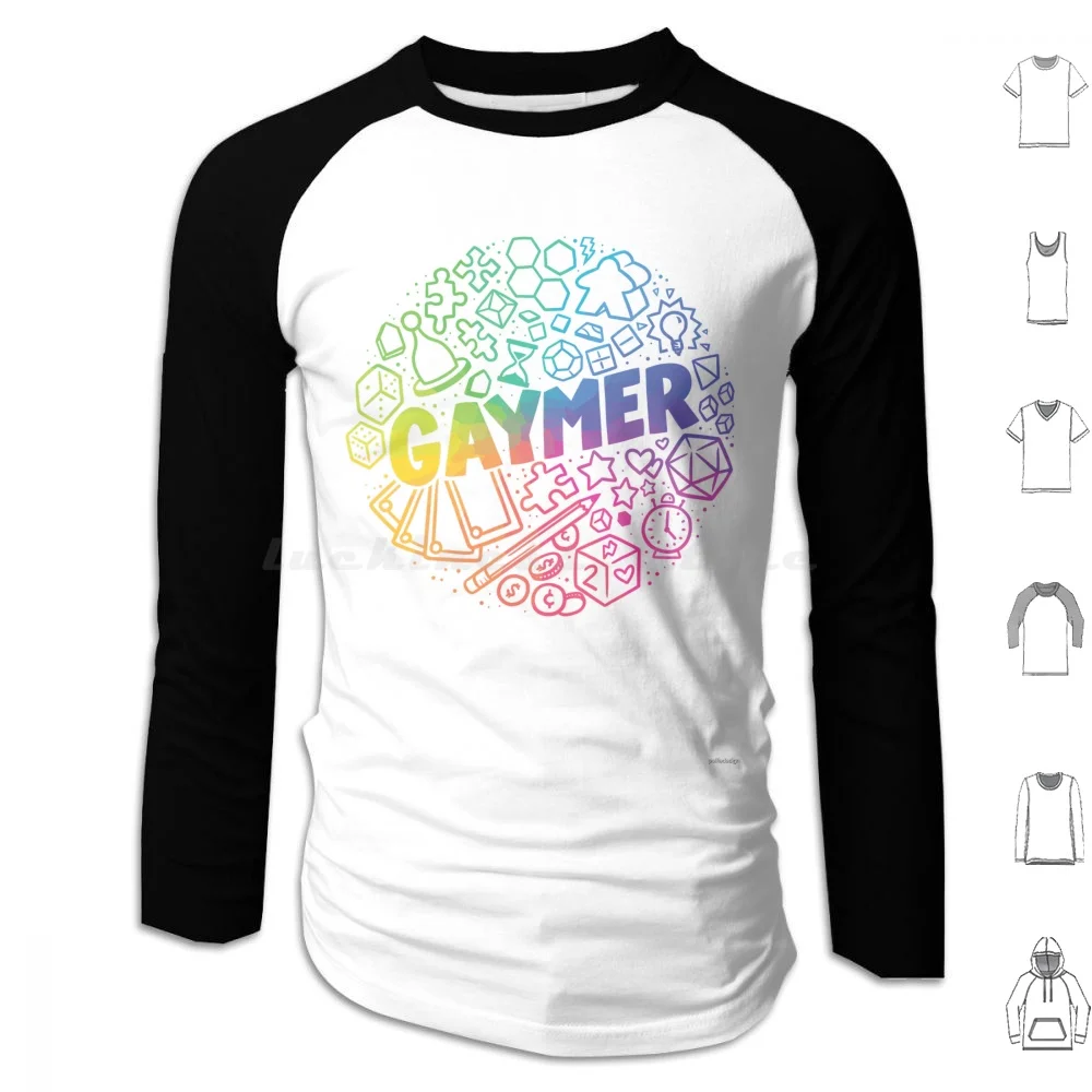 Bits Hoodies Long Sleeve Gamer Board Games Board Gamer Tabletop Games Tabletop Gaming Dice Dnd D20 Rainbow Colorful