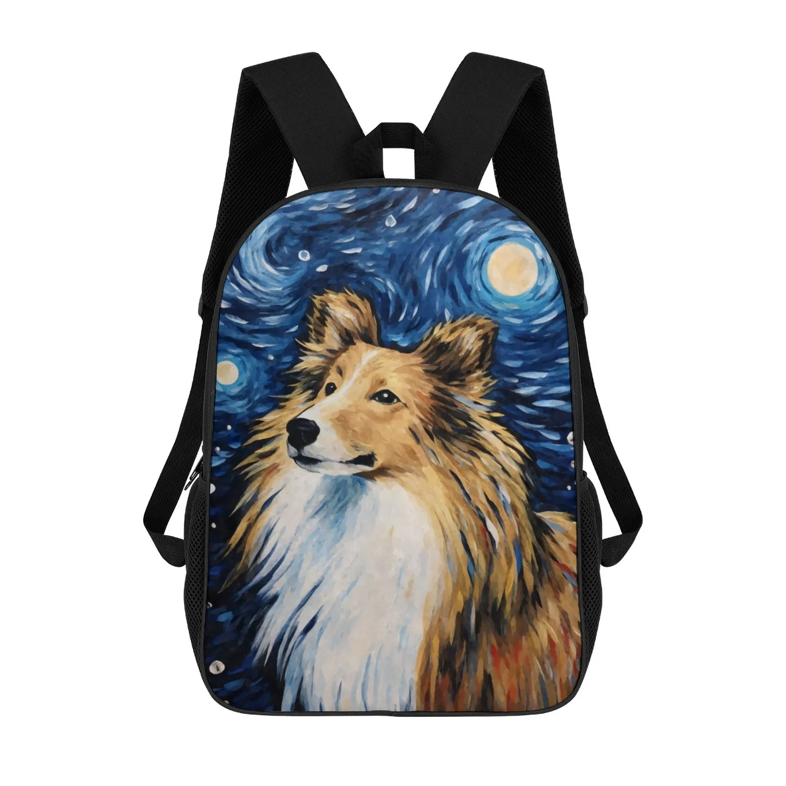 

Шетландская овчарка ночь Mochilas школьные рюкзаки с принтом для подростков сумка для детского сада для мальчиков 17-дюймовый школьный рюкзак сумка