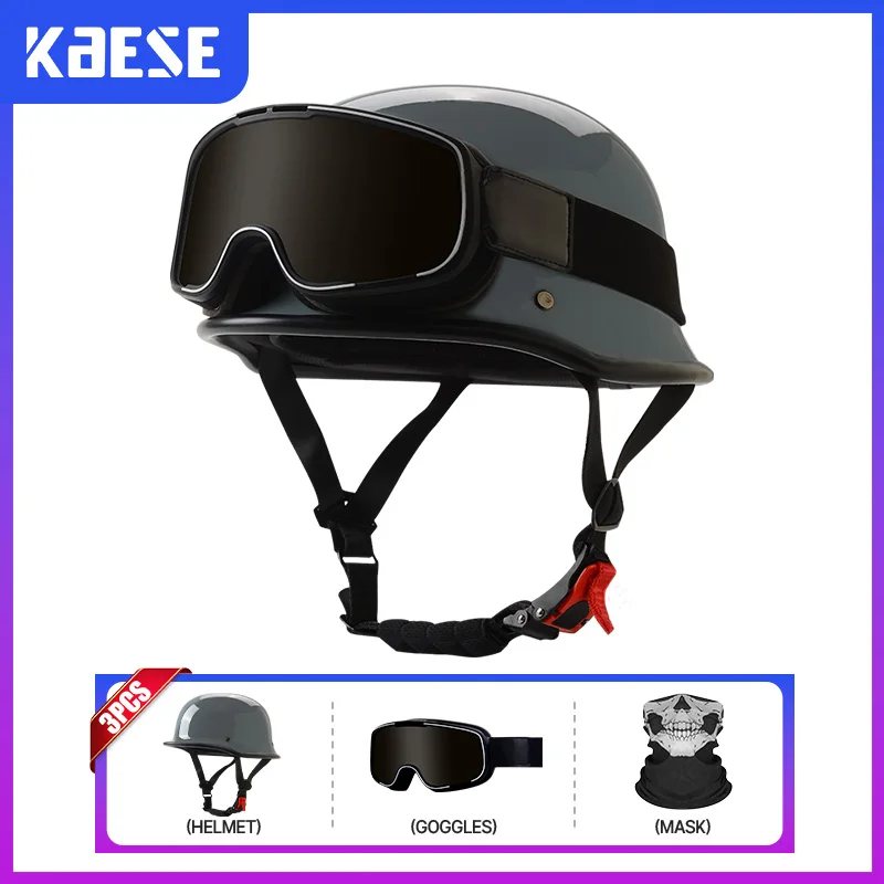 

Retro Half Face Helmet for Motorcycle Men Women Low Profile Moto Helmet Vintage 1/2 Helmet Moped Pilot Cruiser DOT Approved