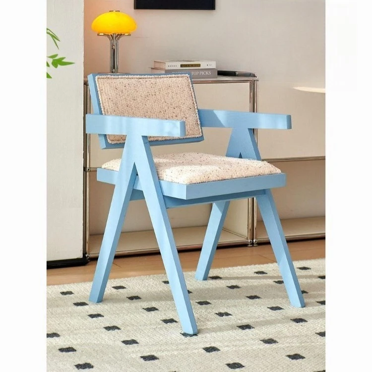 Household Dopamine Dining Chair Solid Wood Dining Chair Color Medieval Mixed and Matched Style Designer Leisure Chair