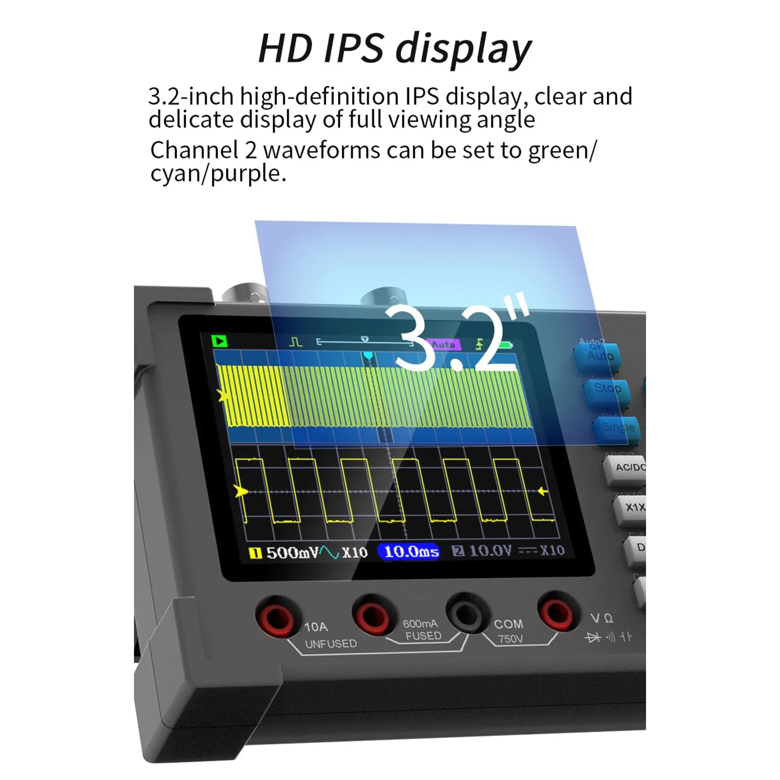 Digital Oscilloscope Digital Oscilloscope 3 in 1 Multimeter Signal Generator 120M 250MSa/s 3.2in Display 2 Channel Multimeter