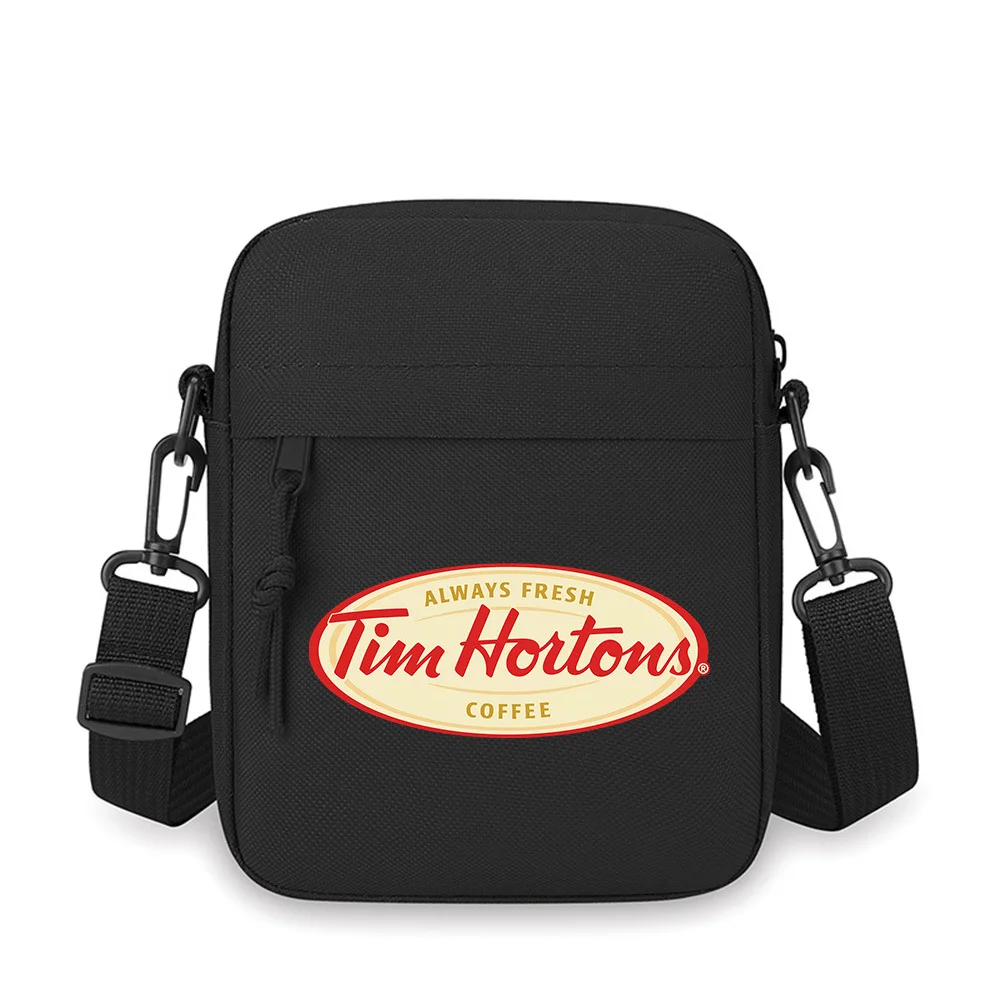 

Red curved logo and words fresh coffee Men Crossbody Bag Single Shoulder Women Cartoon Anime Film Printing Design Unisex