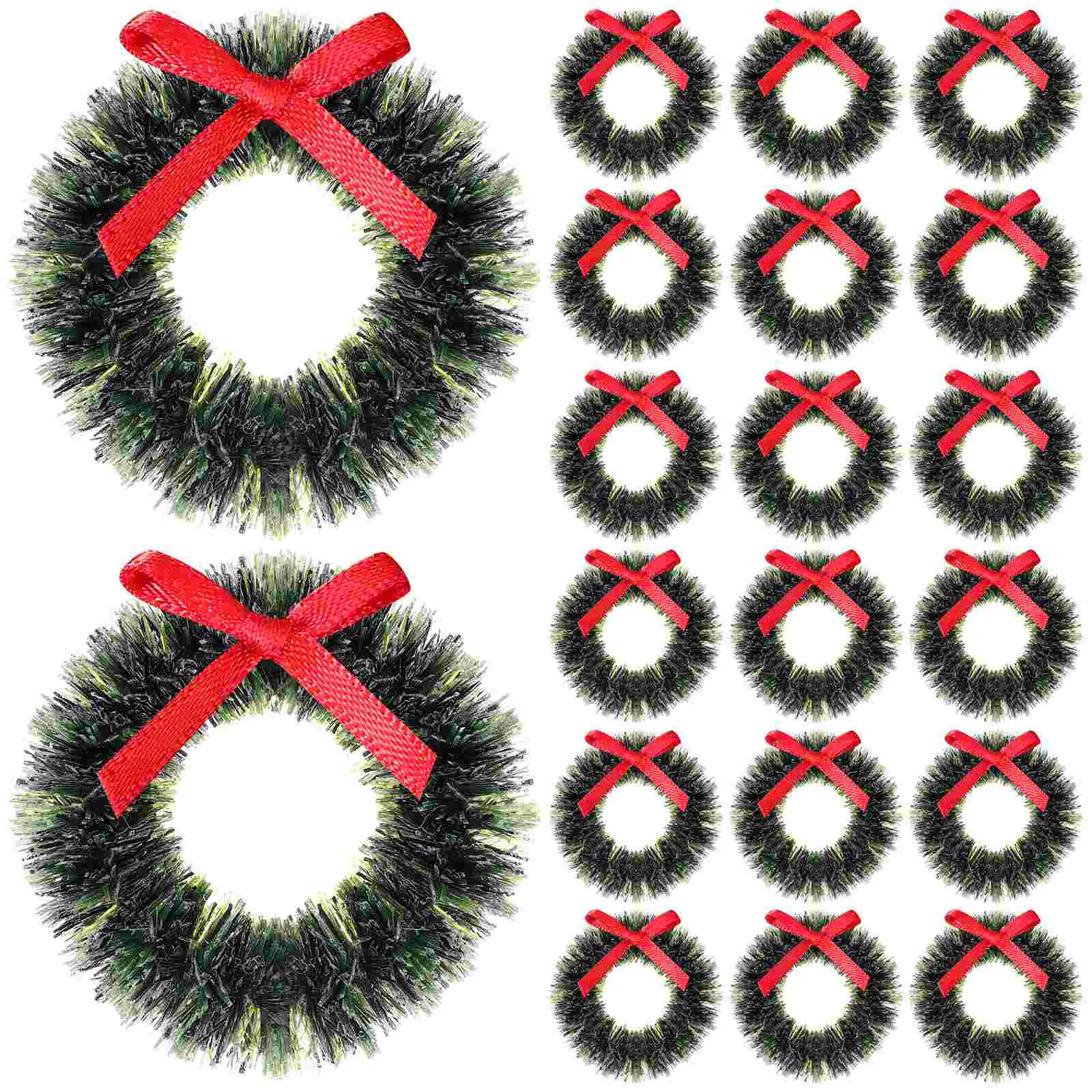 

20 Pcs Christmas Small Wreath Miniature Dollhouse Miniatures Wreaths Decorations Outdoor