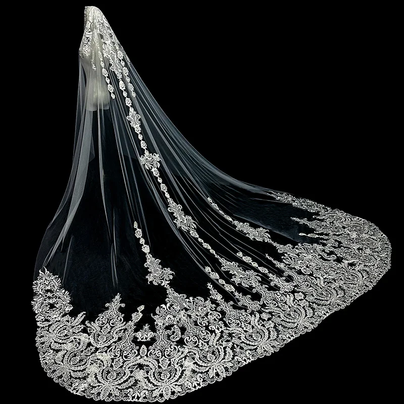 Wedding Events Accessory Long Size Embroidered Bridal Veils