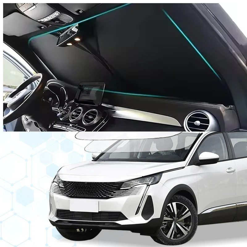 

Windshield Sun Shade For Peugeot 5008 Sunshade Sun Visor Protector Foldable Blocks UV Rays Keep Your Car Cooler