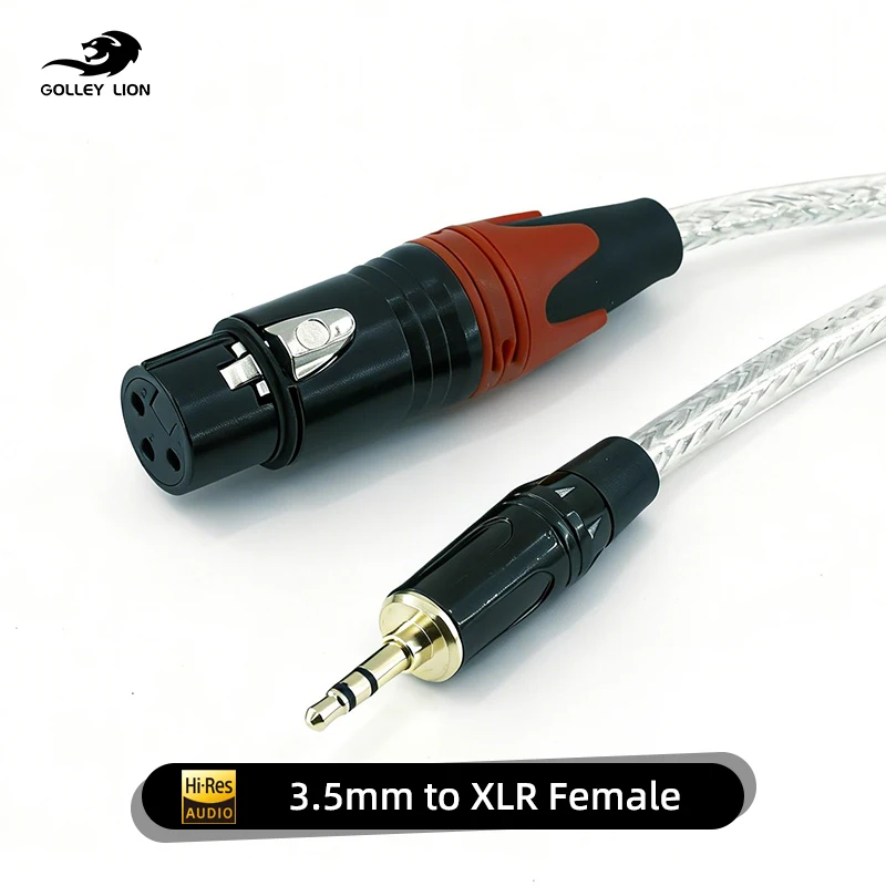 GOLLEY LION 3.5mm to XLR Female Cable Hi-Res Gold-Plated Braided Tangle-Free High-Res Plug-and-Play Multi-Device